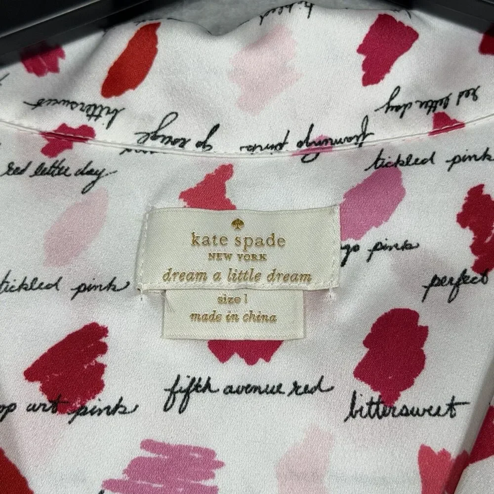 Kate Spade Synthetic Lipstick Cropped Pajamas Set Women’s Size 1
